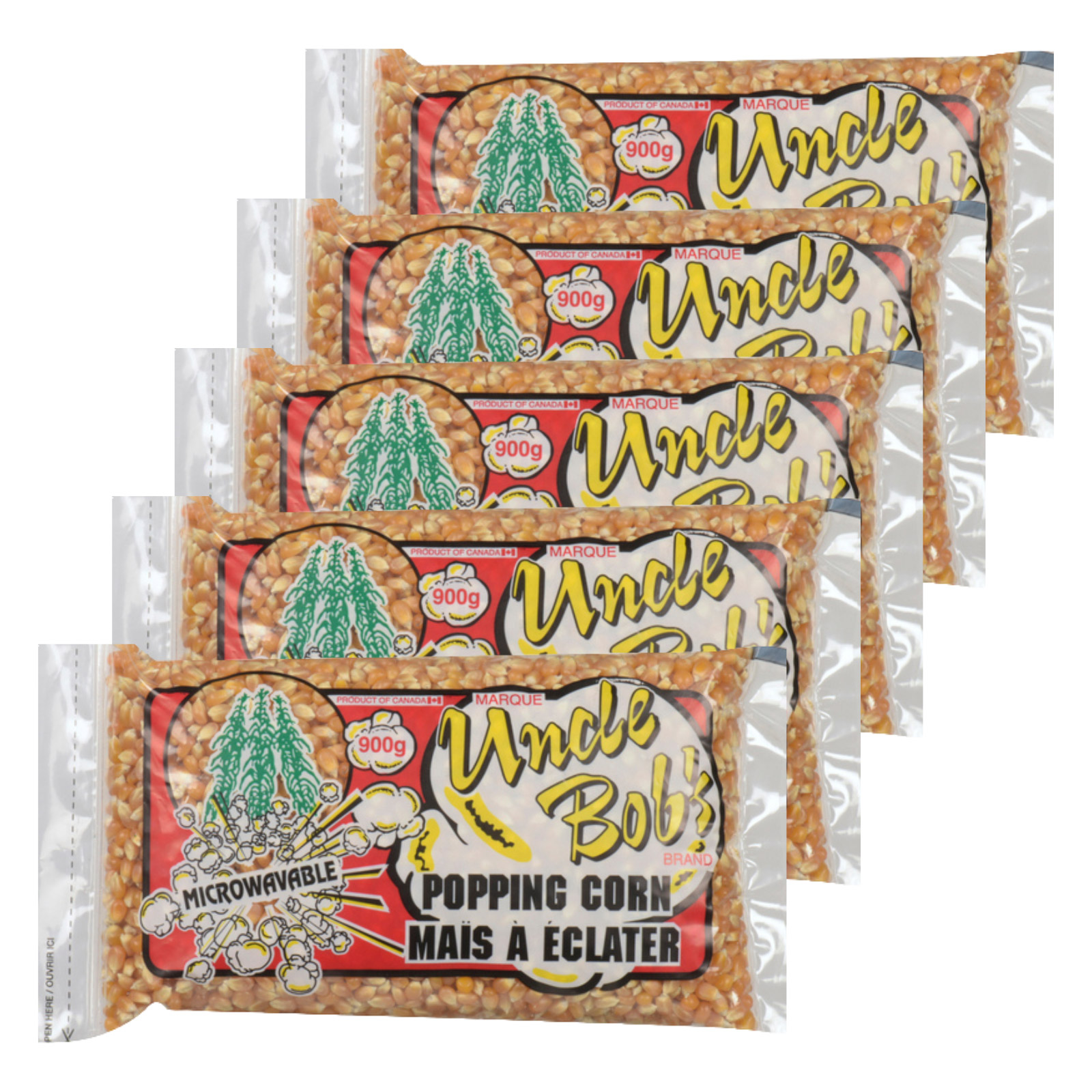 Uncle Bob's Yellow Popcorn Box Kernels, 5 × 900 g | Costco