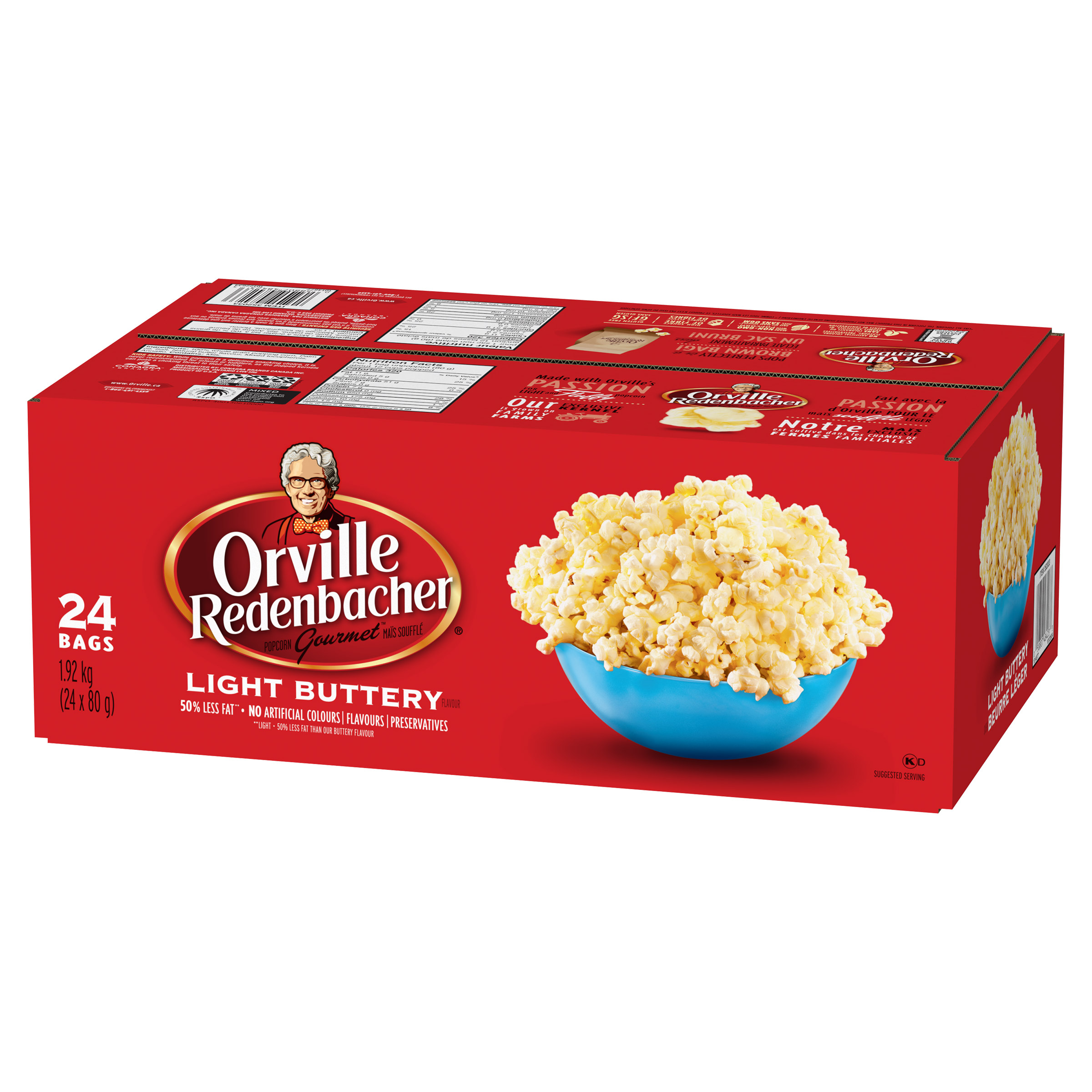 Orville Redenbacher’s, Gourmet Popcorn, Light Buttery, 24 × 80 g