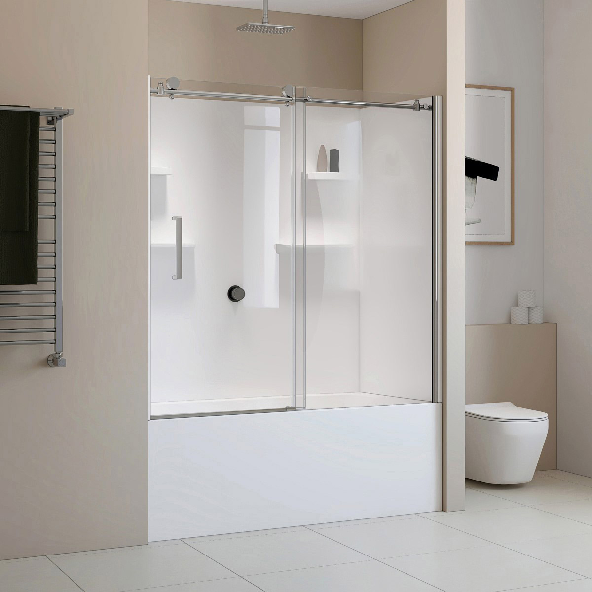 Appollo Cameron 32 in. × 60 in. Skirted Bathtub with Shower Doors and Wall Kit, Right Drain