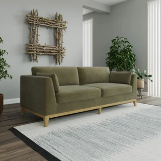Thomasville Mokena Fabric Stationary Sofa with Storage, Green