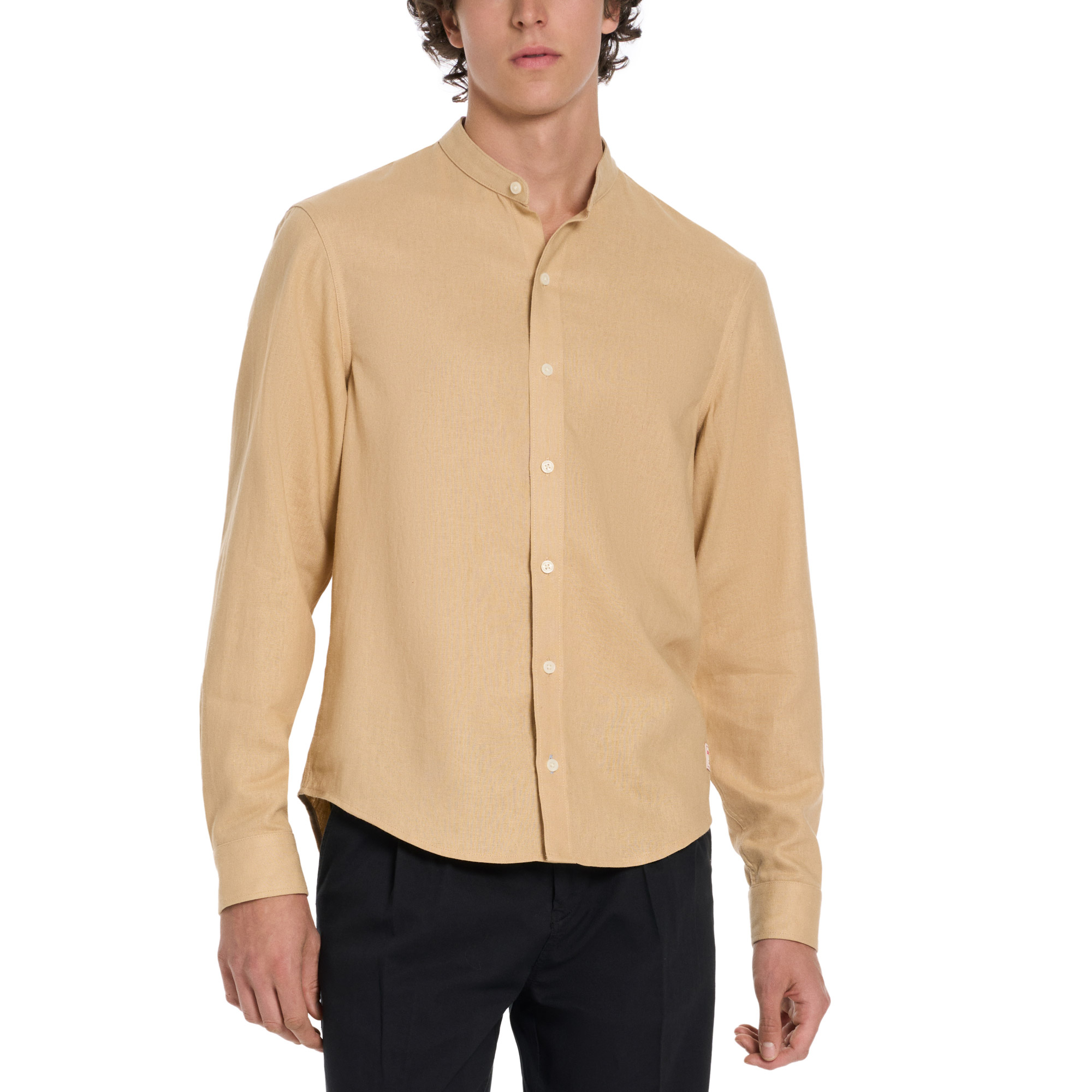 Scotch & Soda Men's Banded Notch Collar Long Sleeve Shirt