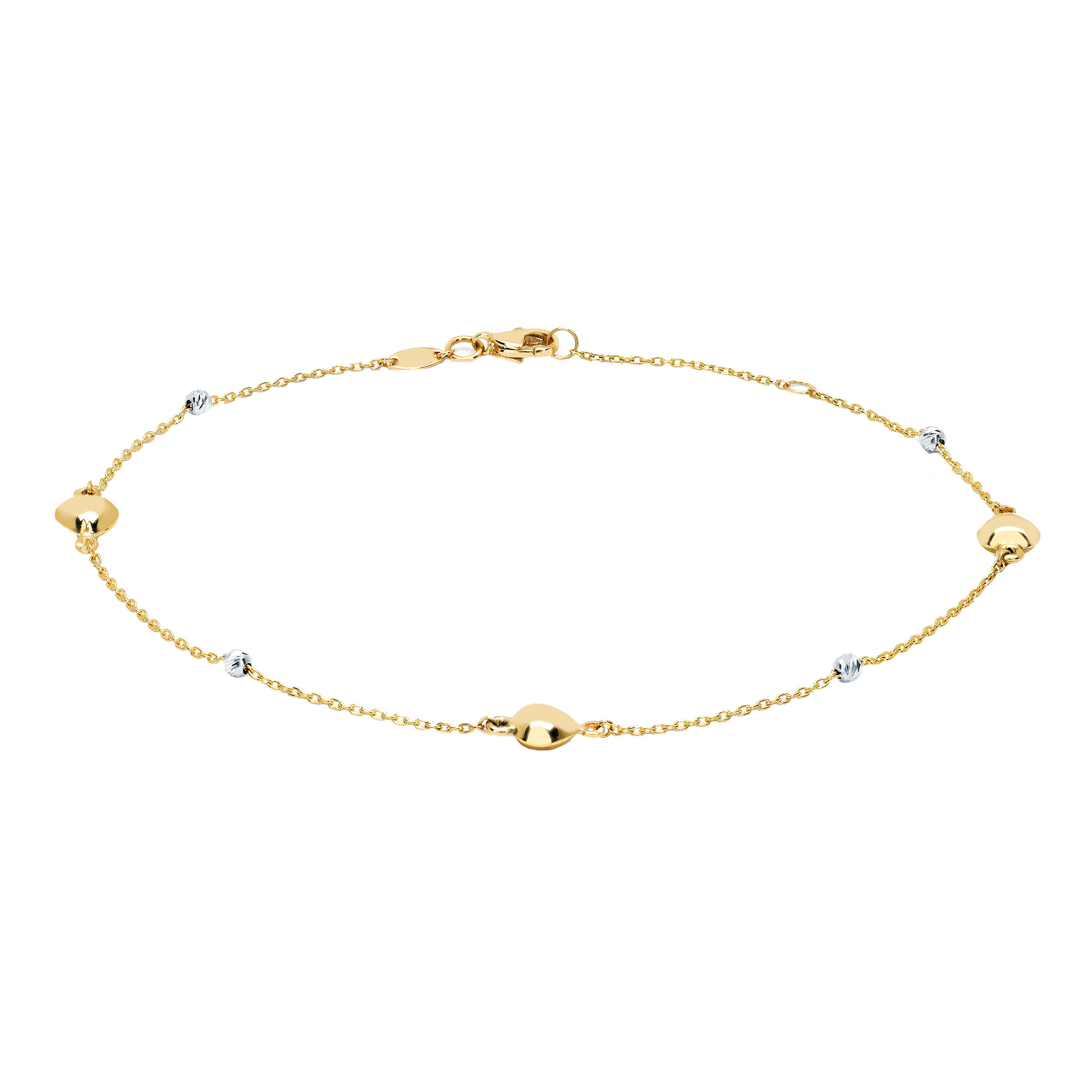High Polish and Diamond Cut Anklet in Two-tone Gold | Costco