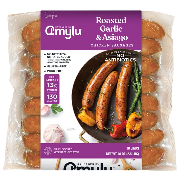 AMYLU ABF GARLIC ASIAGO CHICKEN SAUSAGE 2.5 LBS