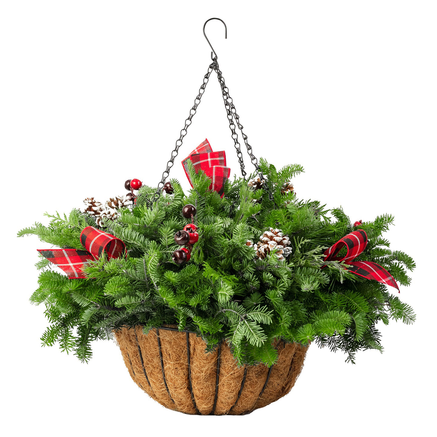 Premium Winter Garden Hanging Basket 14" - Traditional Theme