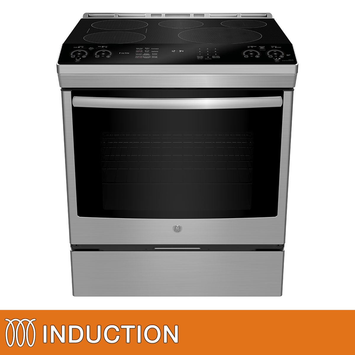 GE 30 in. 5.3 cu ft. Stainless Steel Slide-In Induction Range with True European Convection