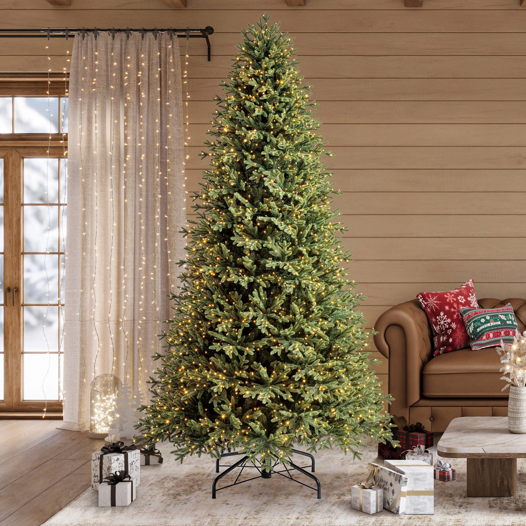 9 ft Pre-Lit Aspen Artificial Christmas Tree, 2,700 Color- Changing Radiant Micro Twinkle LED® Lights