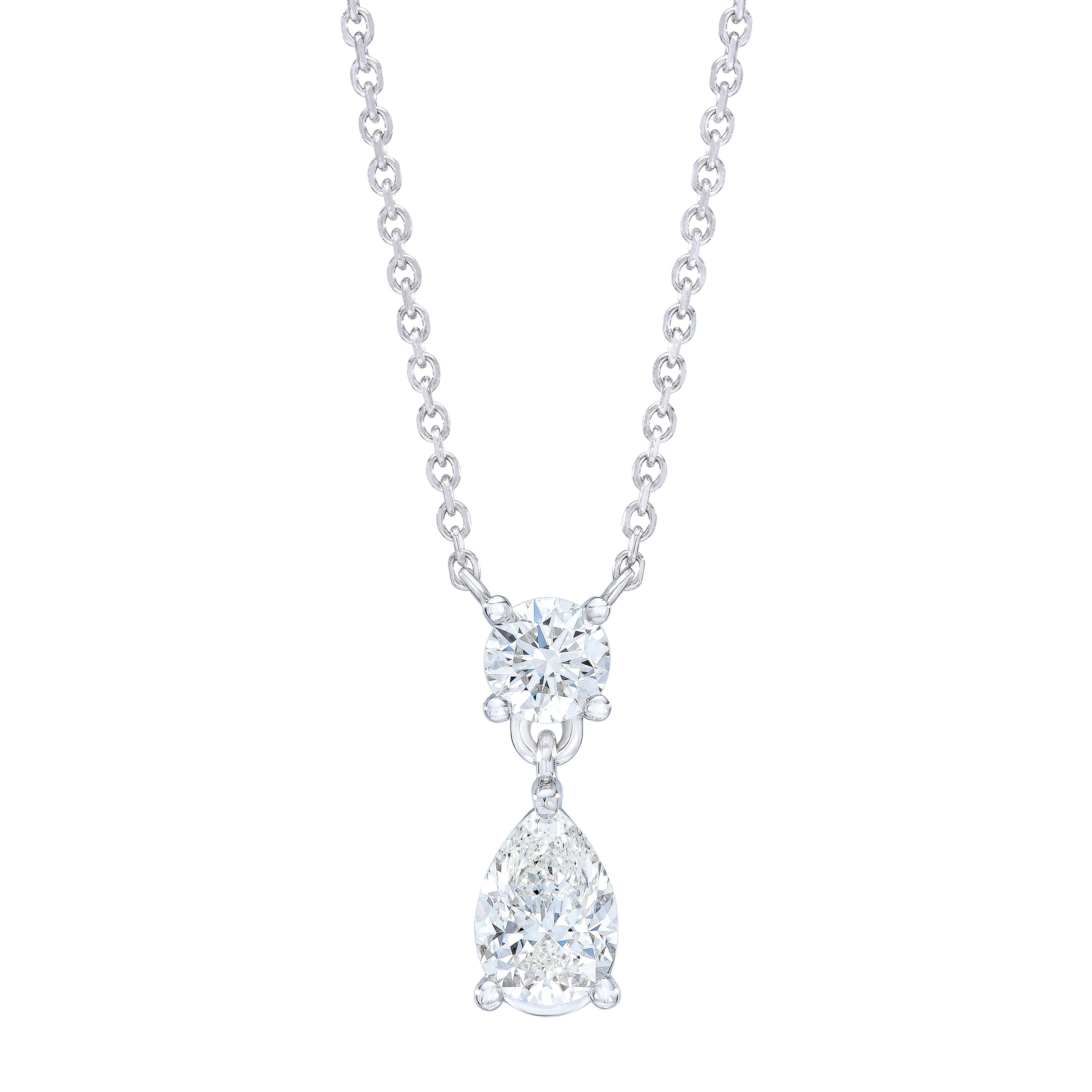 Pear Cut and Round Brilliant Diamond Necklace (1.00 ctw)