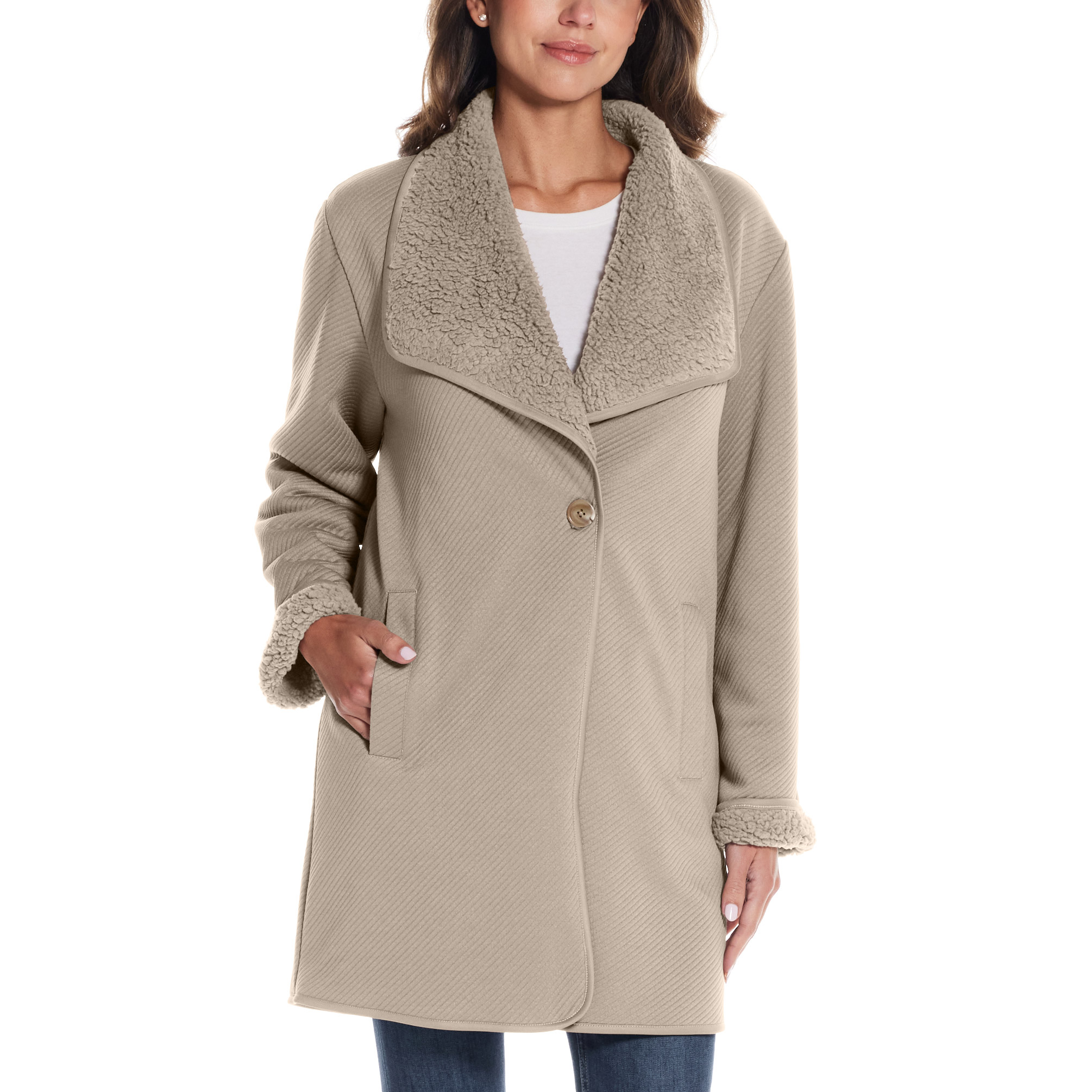 Weatherproof Women's Reversible Sherpa Cardigan