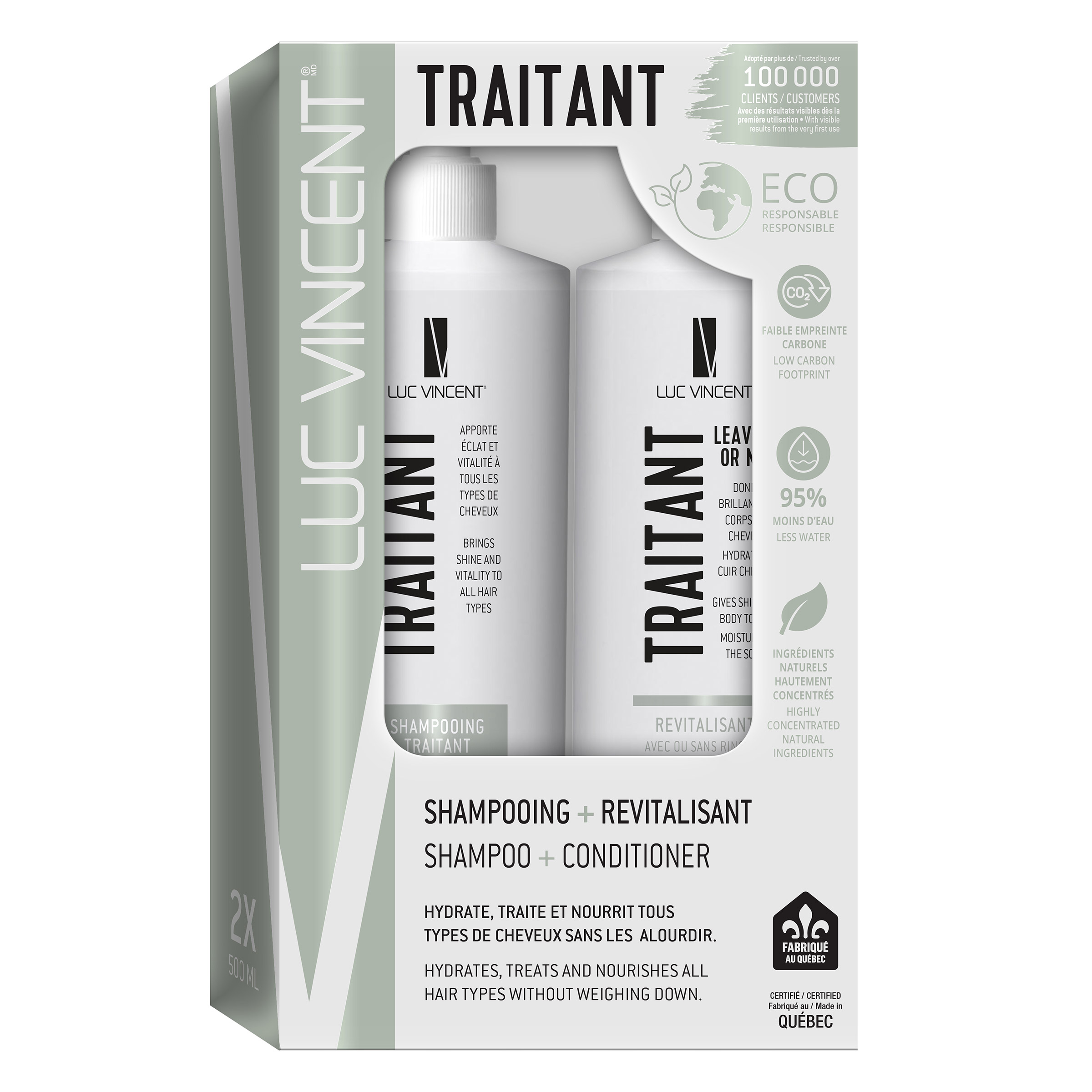 LUC VINCENT Traitant Shampoo and Conditioner, 2 x 500 mL