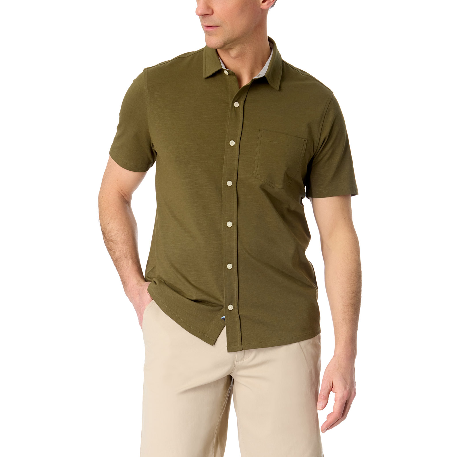 Tailor Vintage Men's Button Up Woven Short Sleeve Shirt