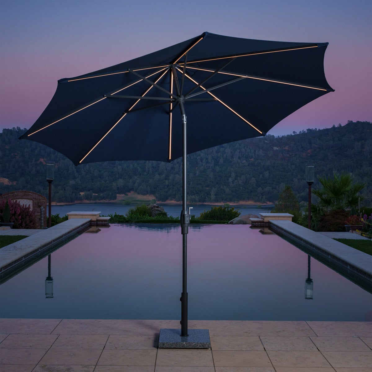 Sunvilla 10' Round Solar LED Market Umbrella | Costco Sunvilla 10' Round Solar LED Market Umbrella | Costco