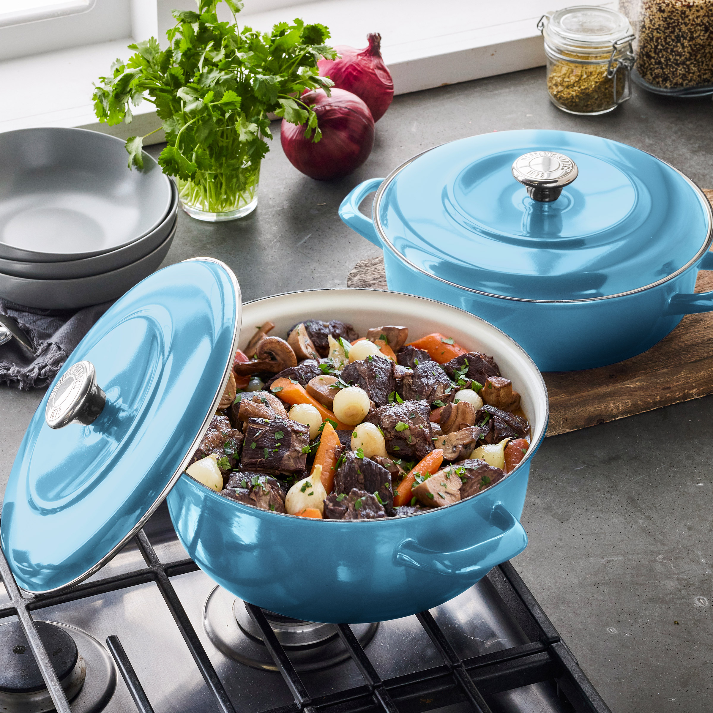 Merten & Storck 5.3-Quart Dutch Oven with Lid  3.7-Quart Braiser with Lid  2-pack