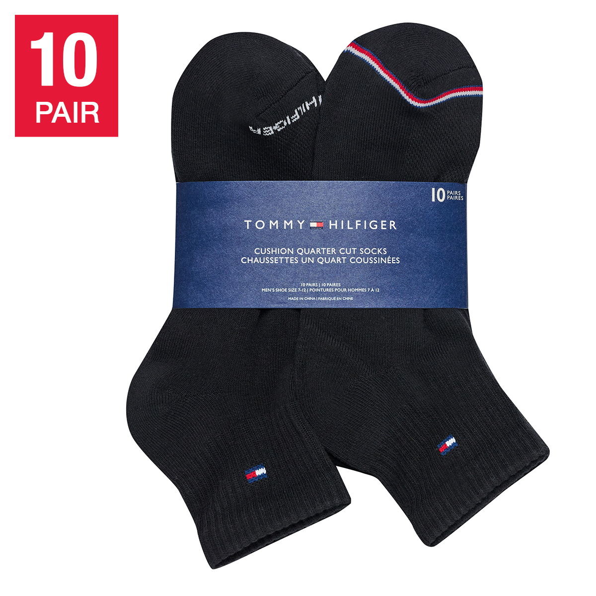 Tommy Hilfiger Men’s Quarter Sock, 10-pack
