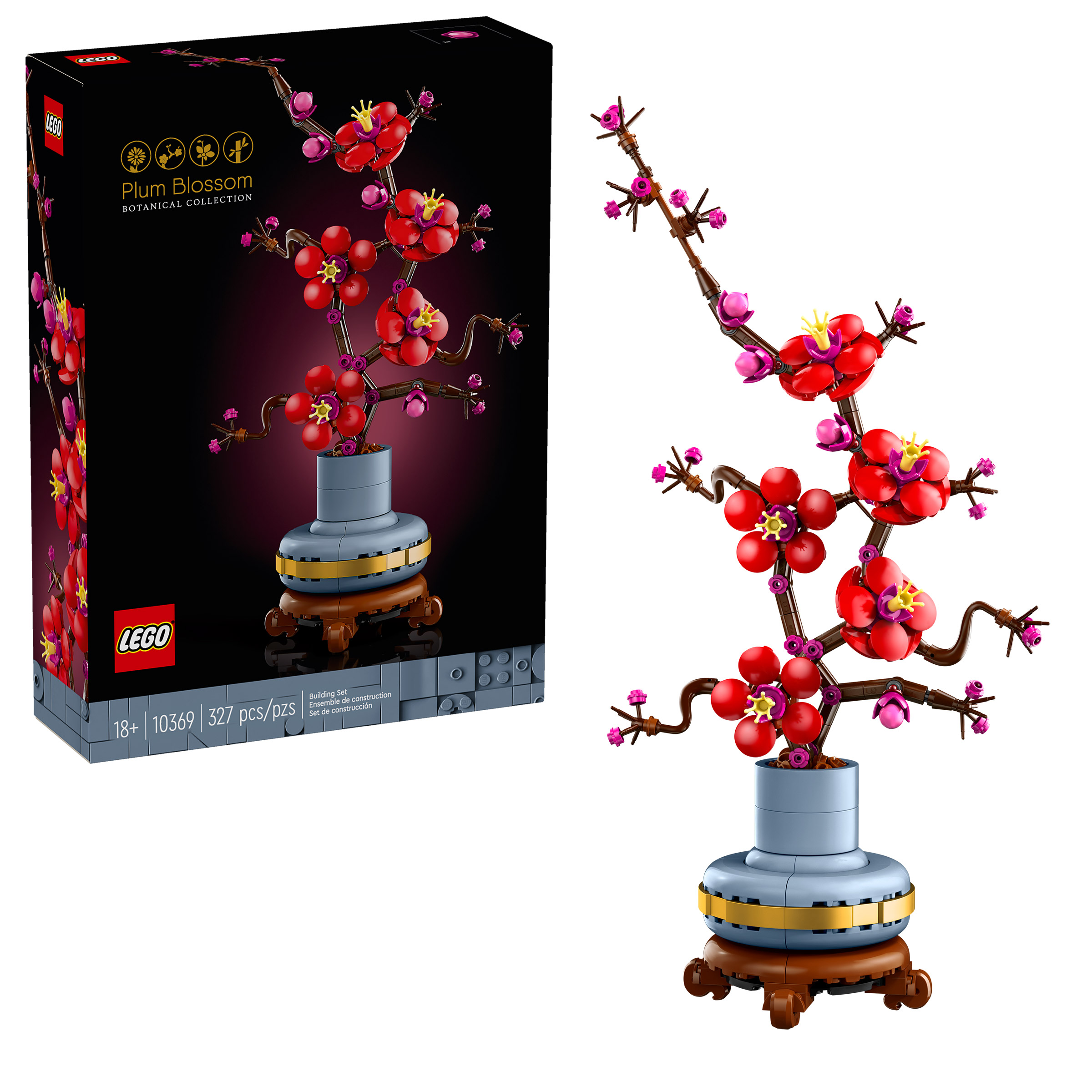 LEGO Icons Plum Blossom Flower Décor Display Set for Office Décor 10369