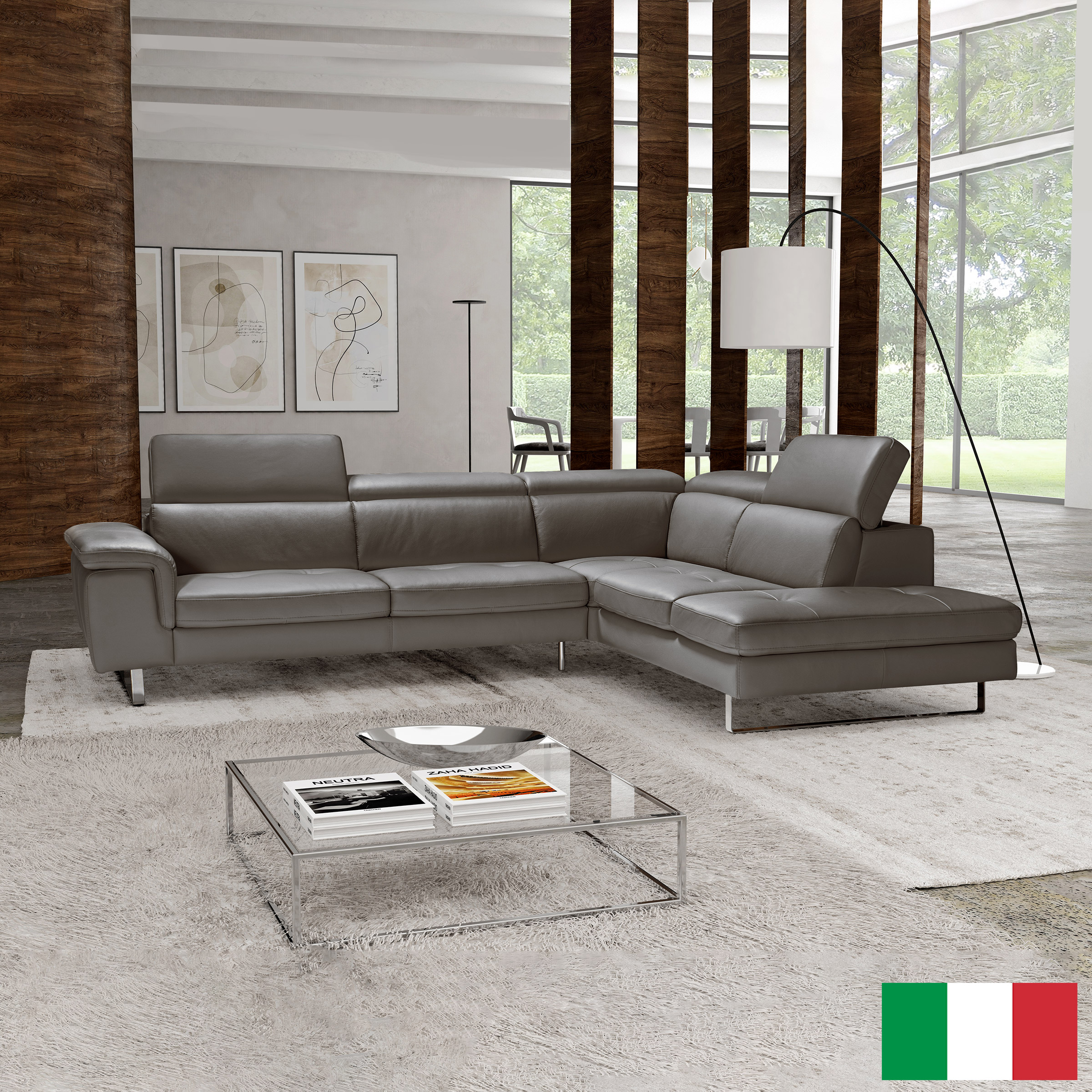 Emma 2-piece Top Grain Leather Right-hand Facing Sectional