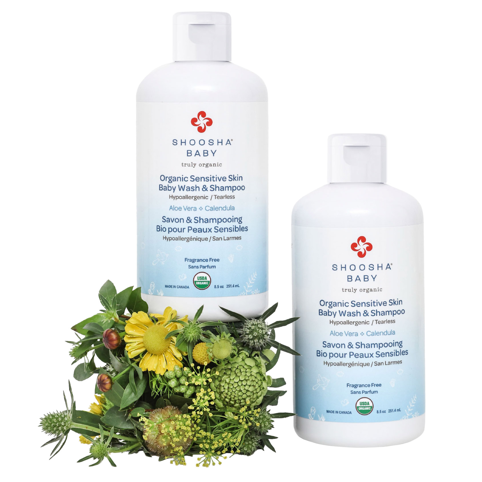 Shoosha Organic Sensitive Skin Baby Wash & Shampoo, 2 x 251.4 mL | Costco