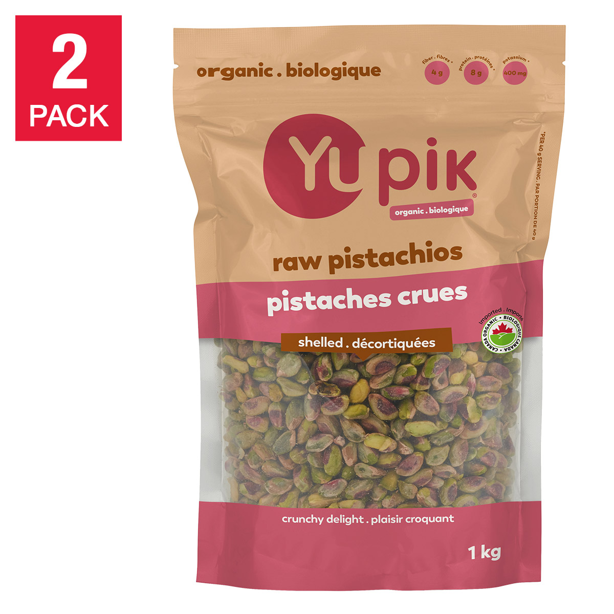 Yupik Organic Pistachio Kernels, 2 × 1 kg
