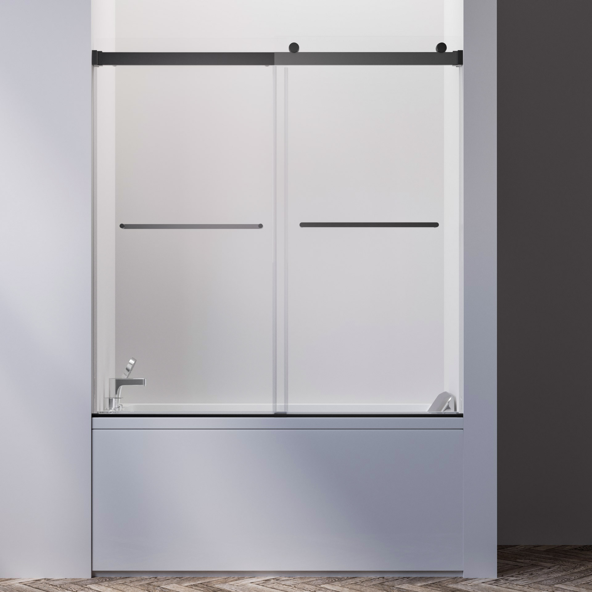 Hydro Vision Kronos 60 in. Frameless Reversible Bypass Bathtub Door