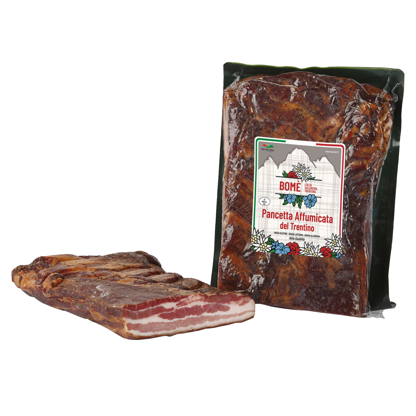 Bomè Flat Smoked Bacon Pancetta 1.3 kg (2.87 lb)