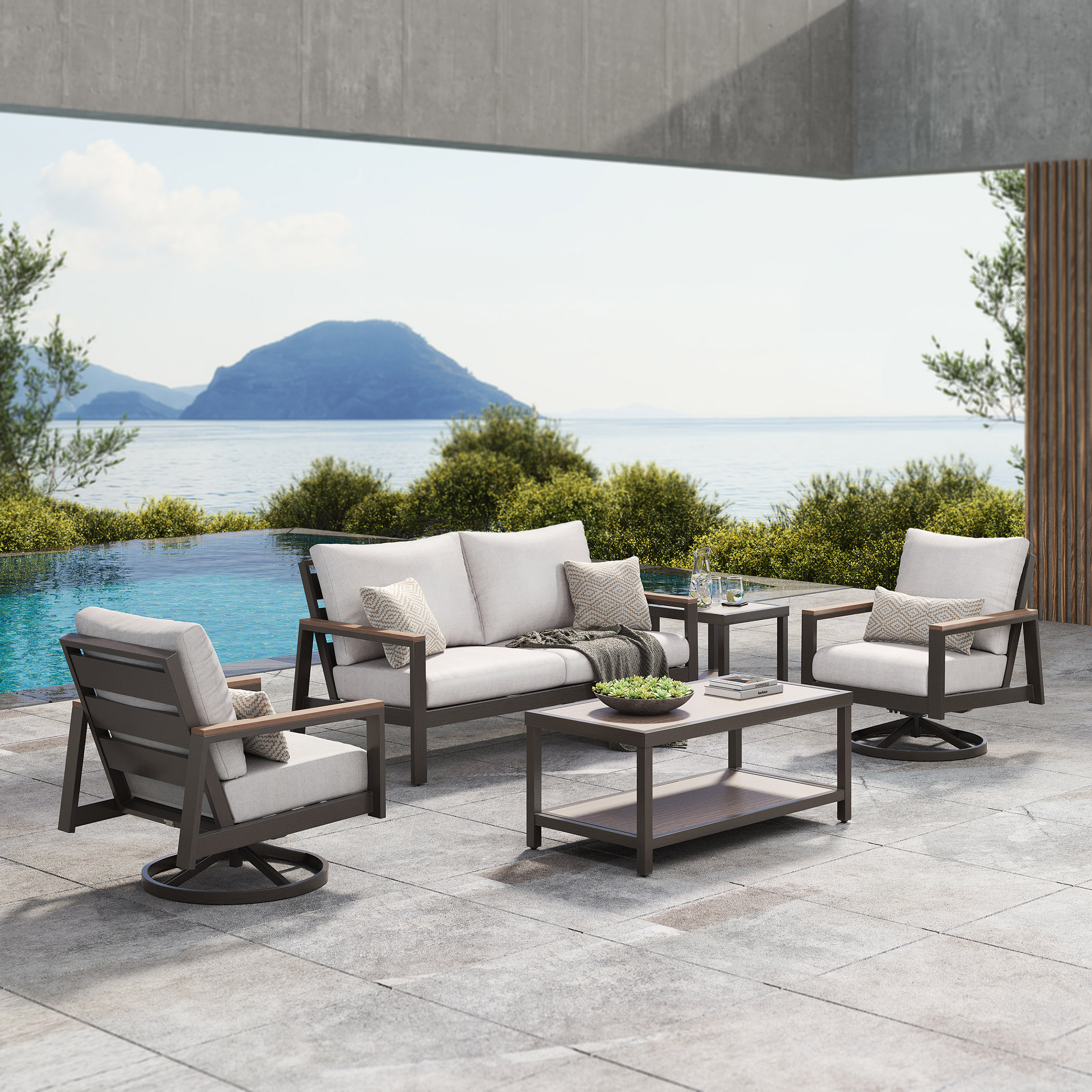 ピオフィ　ランチョン　楊　セット Grand Leisure Easton 5-piece Outdoor Patio Seating Set | Costco