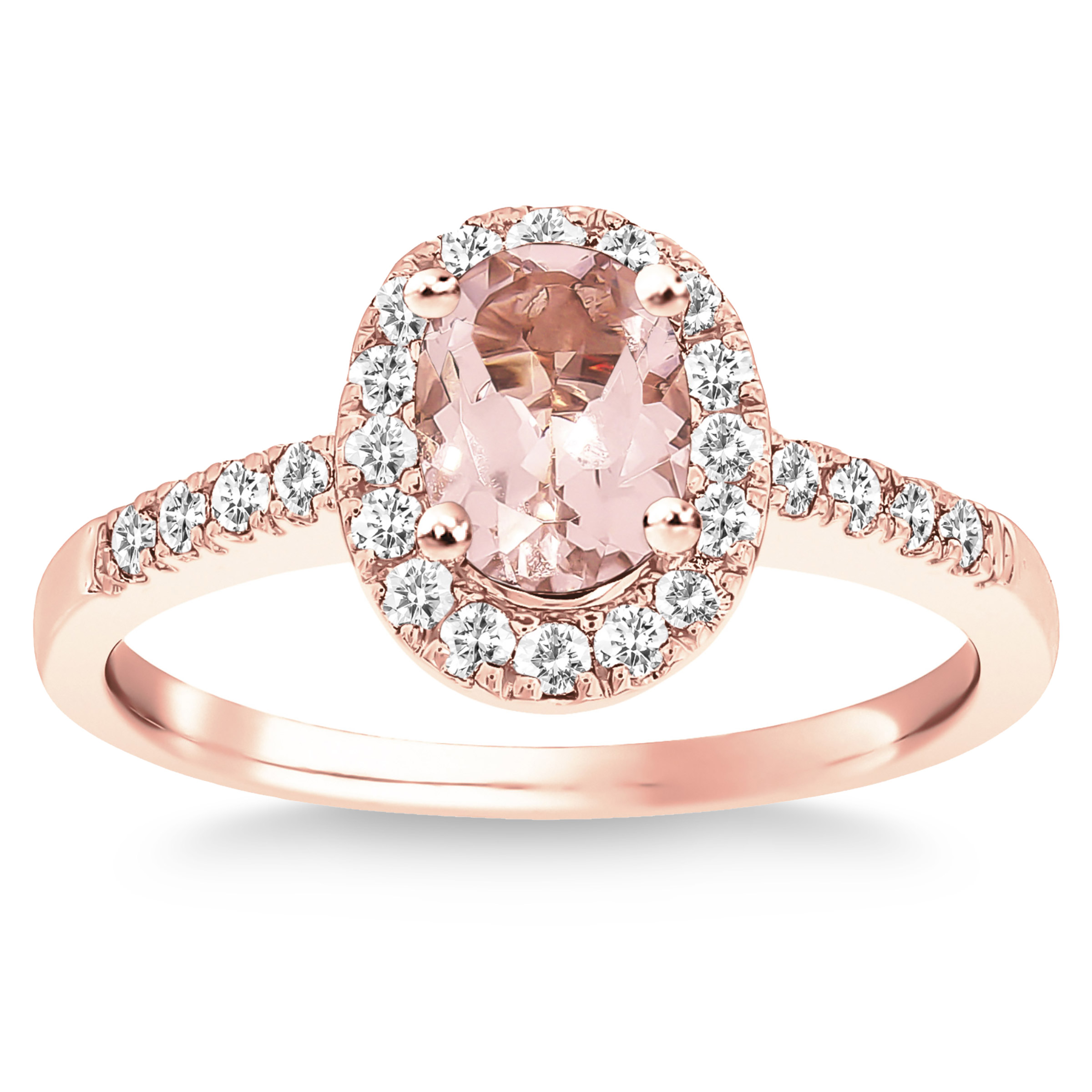 Oval Cut Morganite and Diamond Ring (0.33 ctw) | Costco