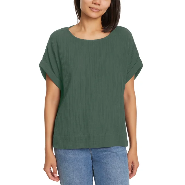 GLORIA VANDERBILT WOMEN'S COTTON GAUZE TOP
