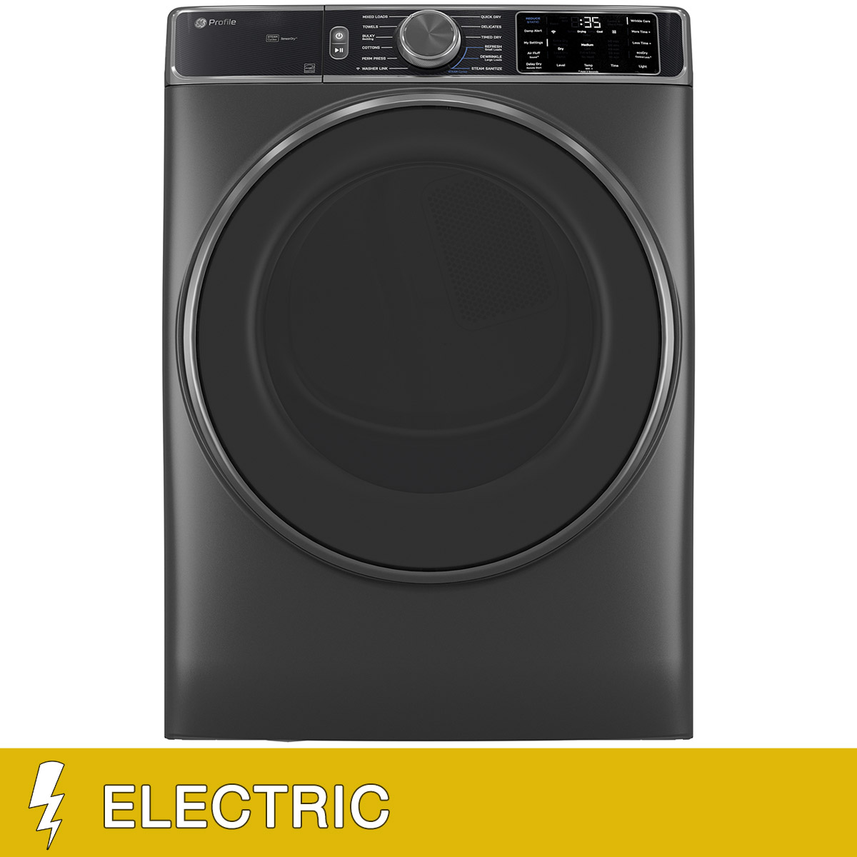 GE Profile 7.8 cu. ft. Smart ELECTRIC Dryer with Steam, Sanitize and Quick Dry Cycles, Reversible Door, WiFi