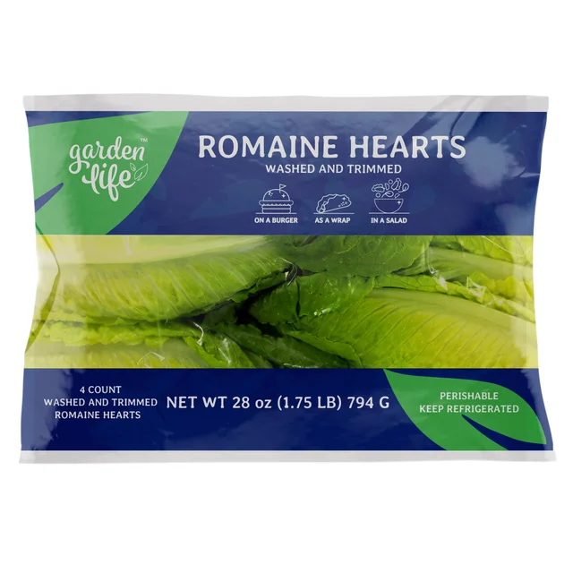 WASHED AND TRIMMED ROMAINE HEARTS 4 COUNT