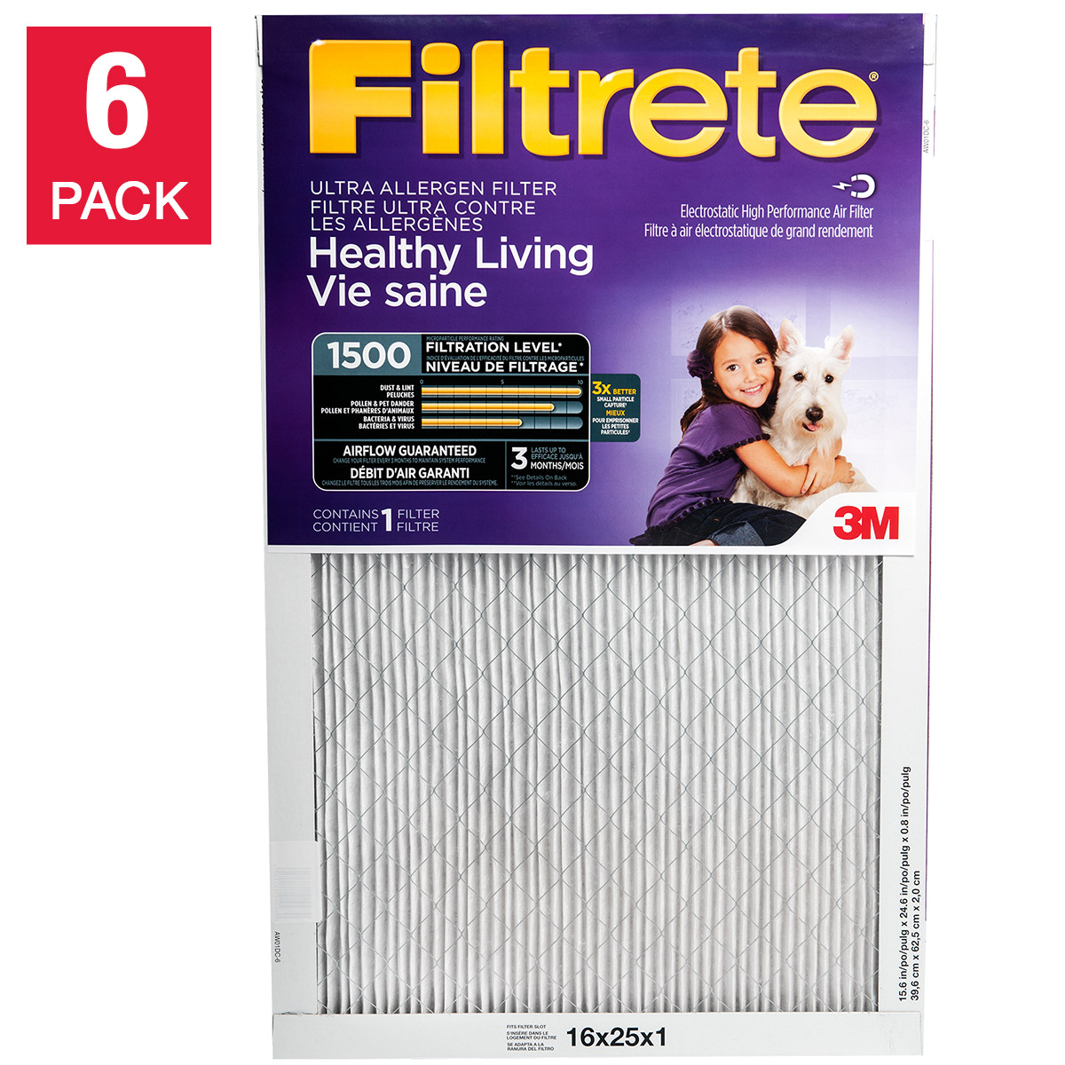 3M Filtrete Furnace Filters, 6-pack