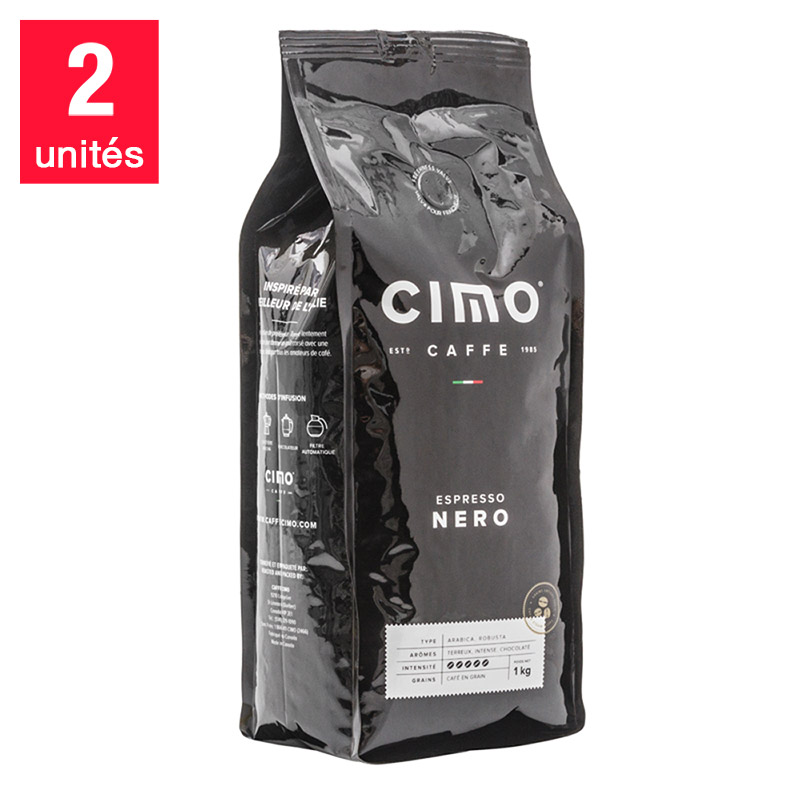 Caffe Cimo café en grains nero, 2 x 1 kg