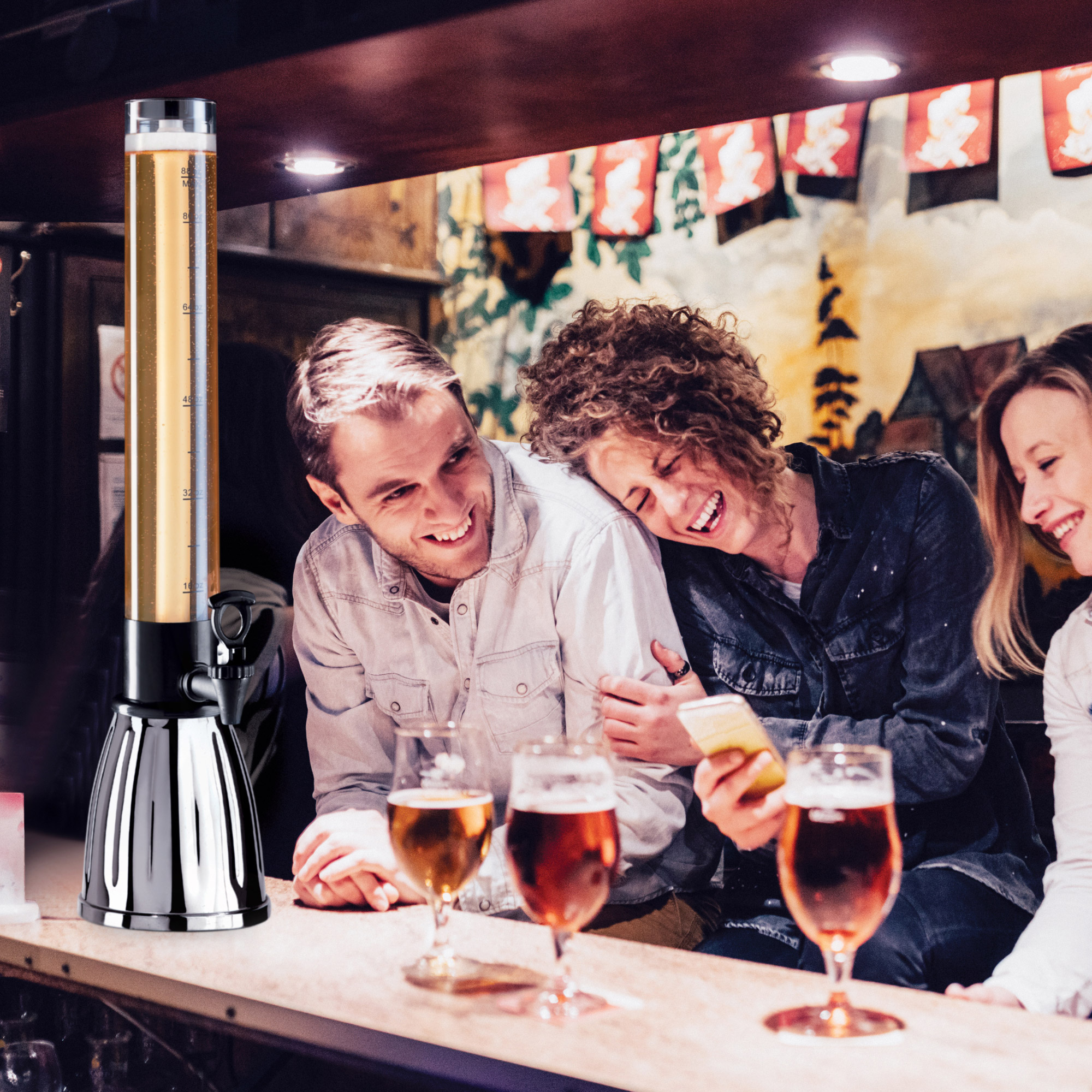 Oggi Beer and Beverage Tower with EZ-Pour Spigot and 2 Removable