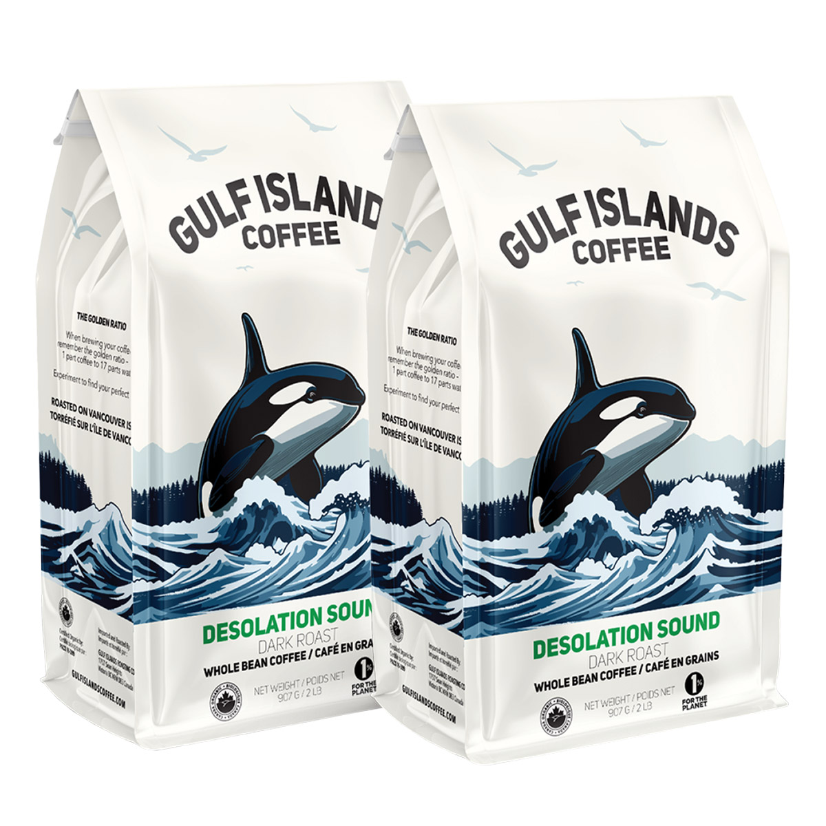 Desolation Sound Dark Roast Organic Coffee Beans, 2 x 907g