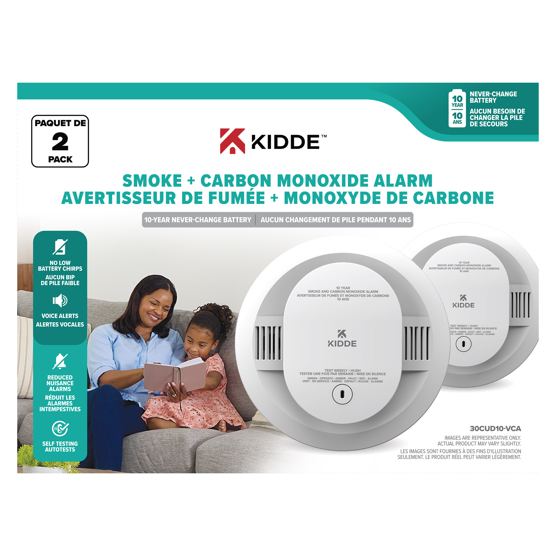 Kidde Battery Operated Smoke and Carbon Monoxide Alarm, 2-pack