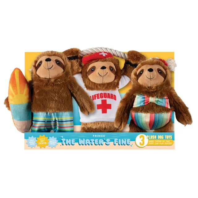 FRINGE STUDIO THE WATERS FINE SLOTH PLUSH DOG TOY 3PK
