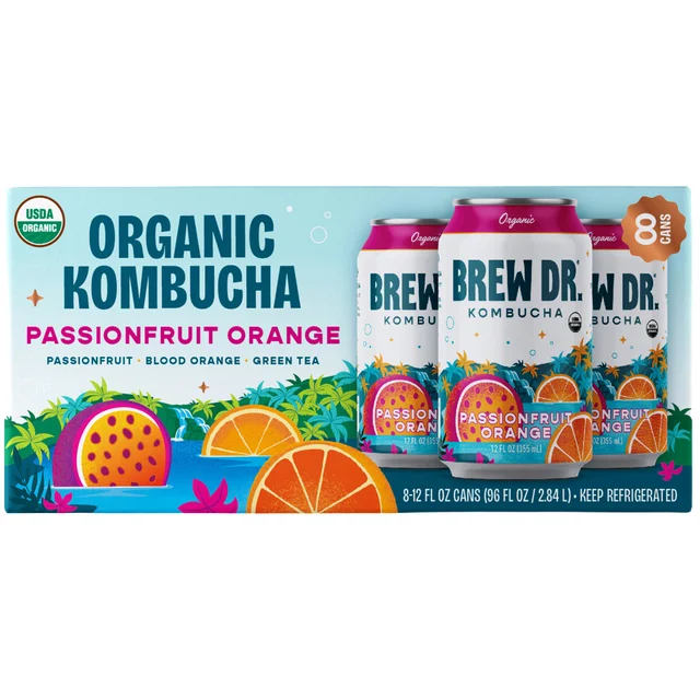 BREW DR ORGANIC PASSION FRUIT ORANGE KOMBUCHA 8/12 OZ