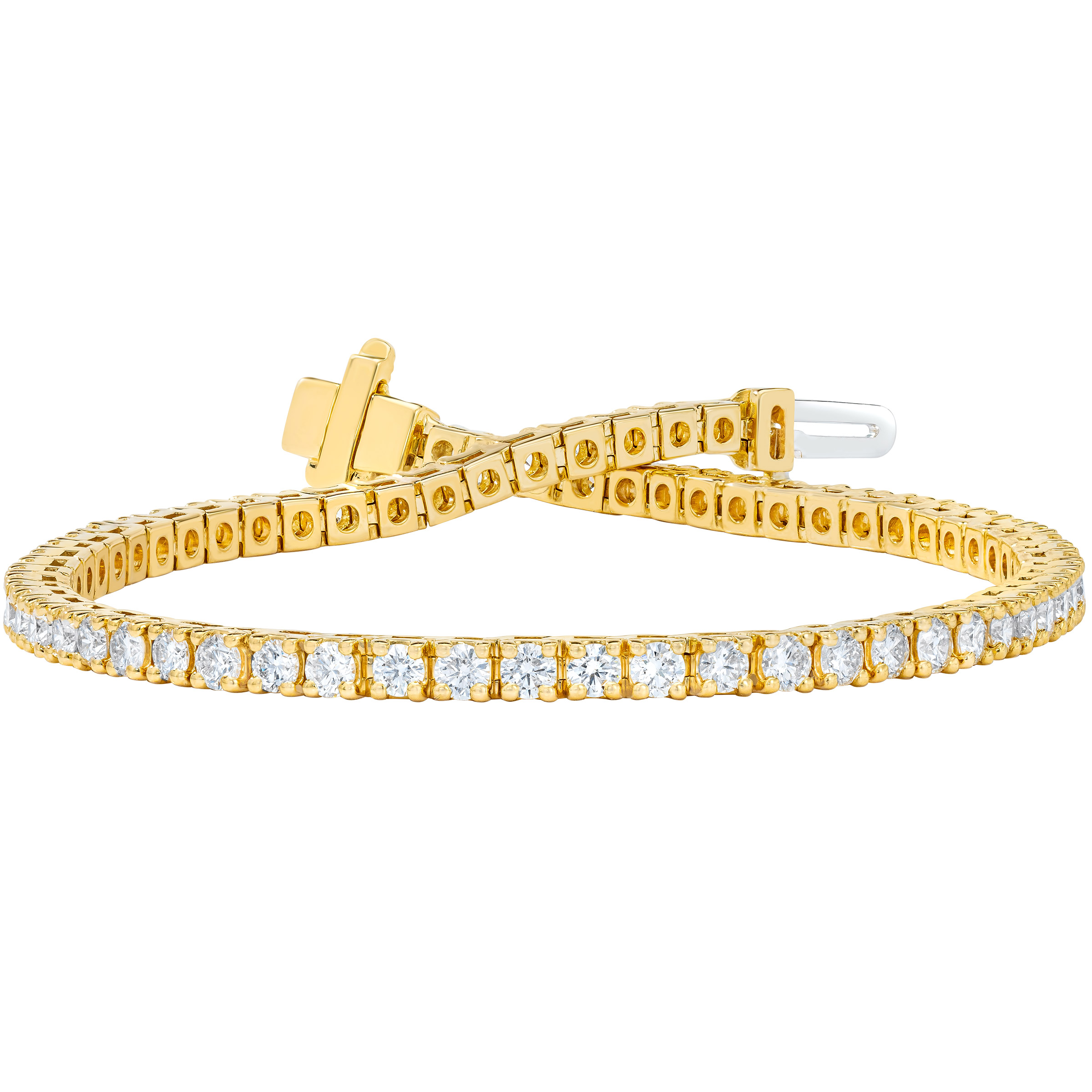 Round Brilliant 3.00 ctw VS2 Clarity  G Color Diamond 14kt Gold Tennis Bracelet