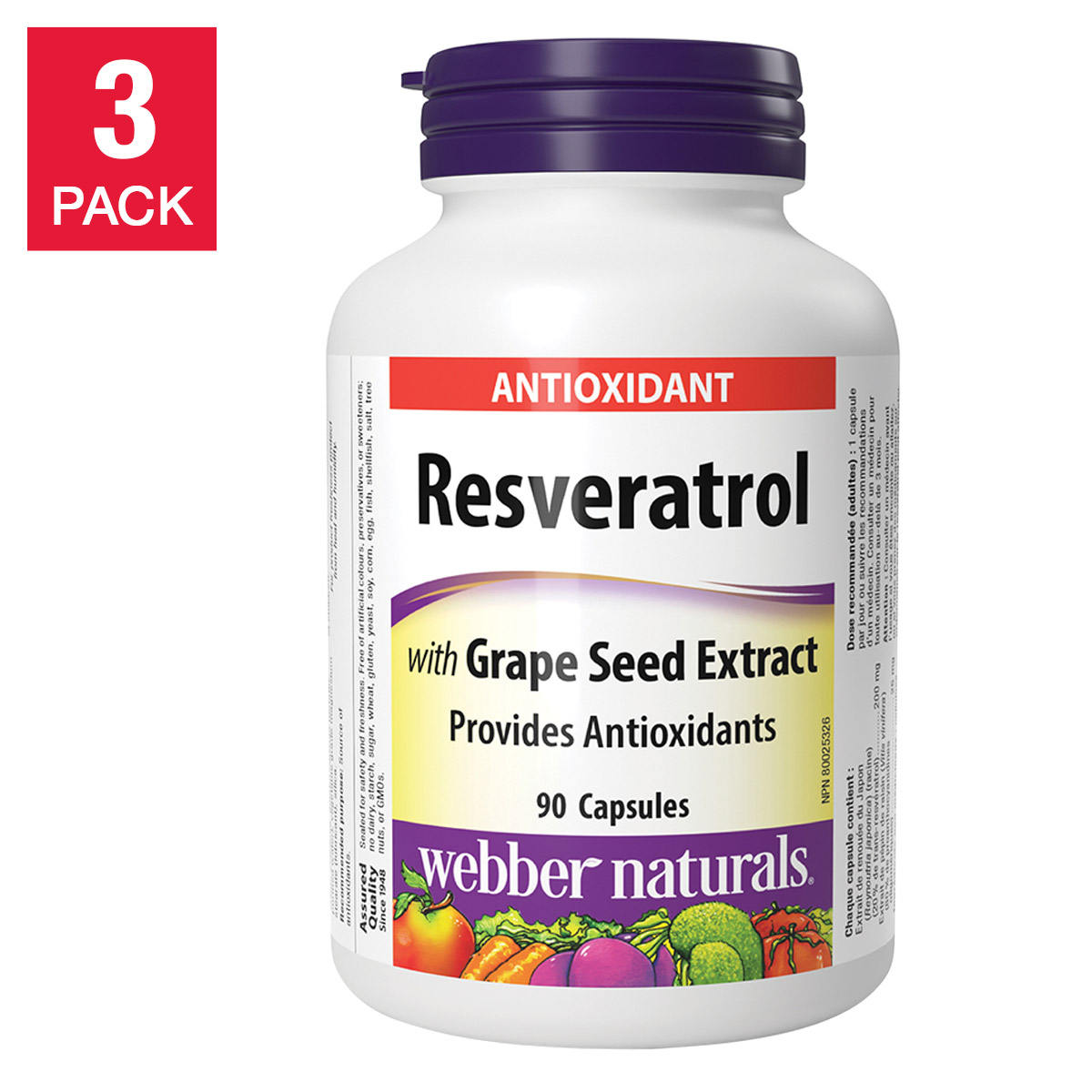 webber naturals Resveratrol with Grape Seed Extract 200/25 mg, 3 x 90 Capsules