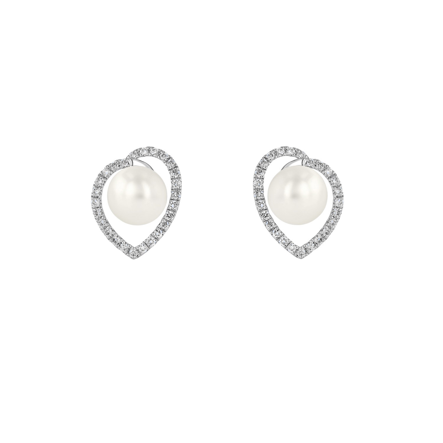 6 - 6.5 mm Cultured Akoya and Diamond Stud Earrings (0.17 ctw)