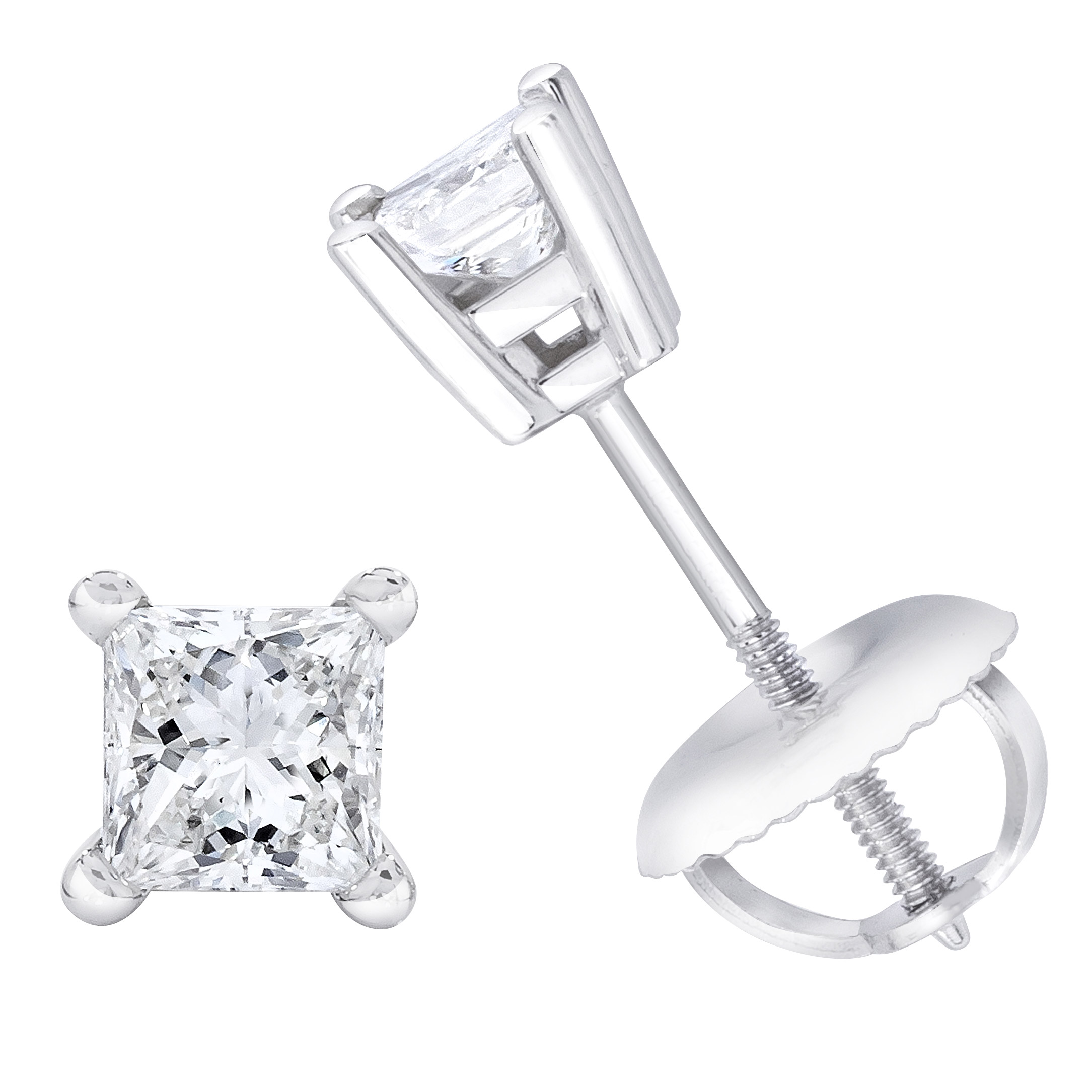 Princess Cut Diamond Stud Earrings (0.46 ctw)