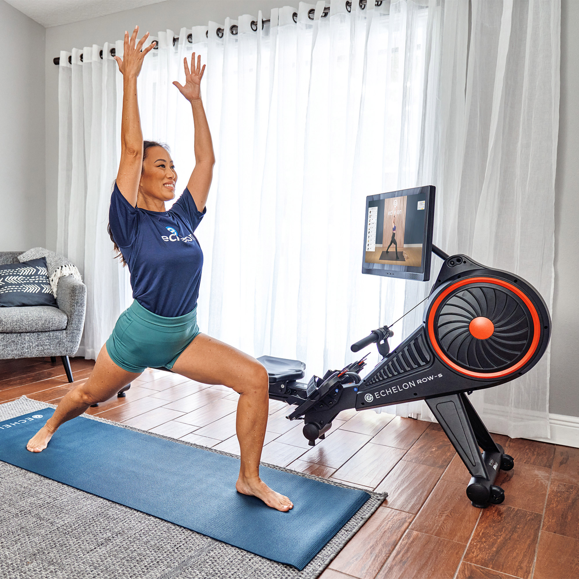 Echelon Row-S Indoor Rowing Machine with 22 in. class Rotating HD ...