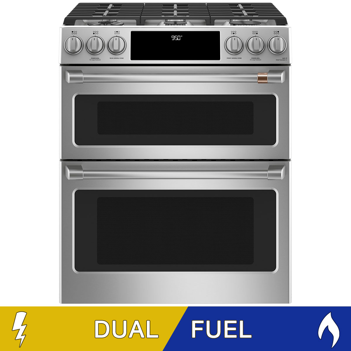 Café 30" 7.0 cu. ft. DUAL FUEL Slide-in Double Oven Range with Convection  WiFi
