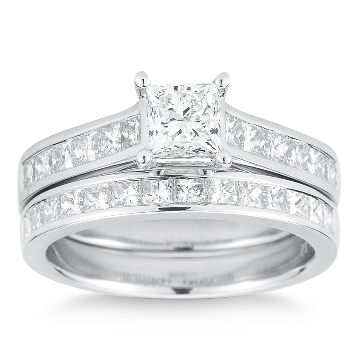 Princess Cut Diamond Wedding Set (2.05 ctw)