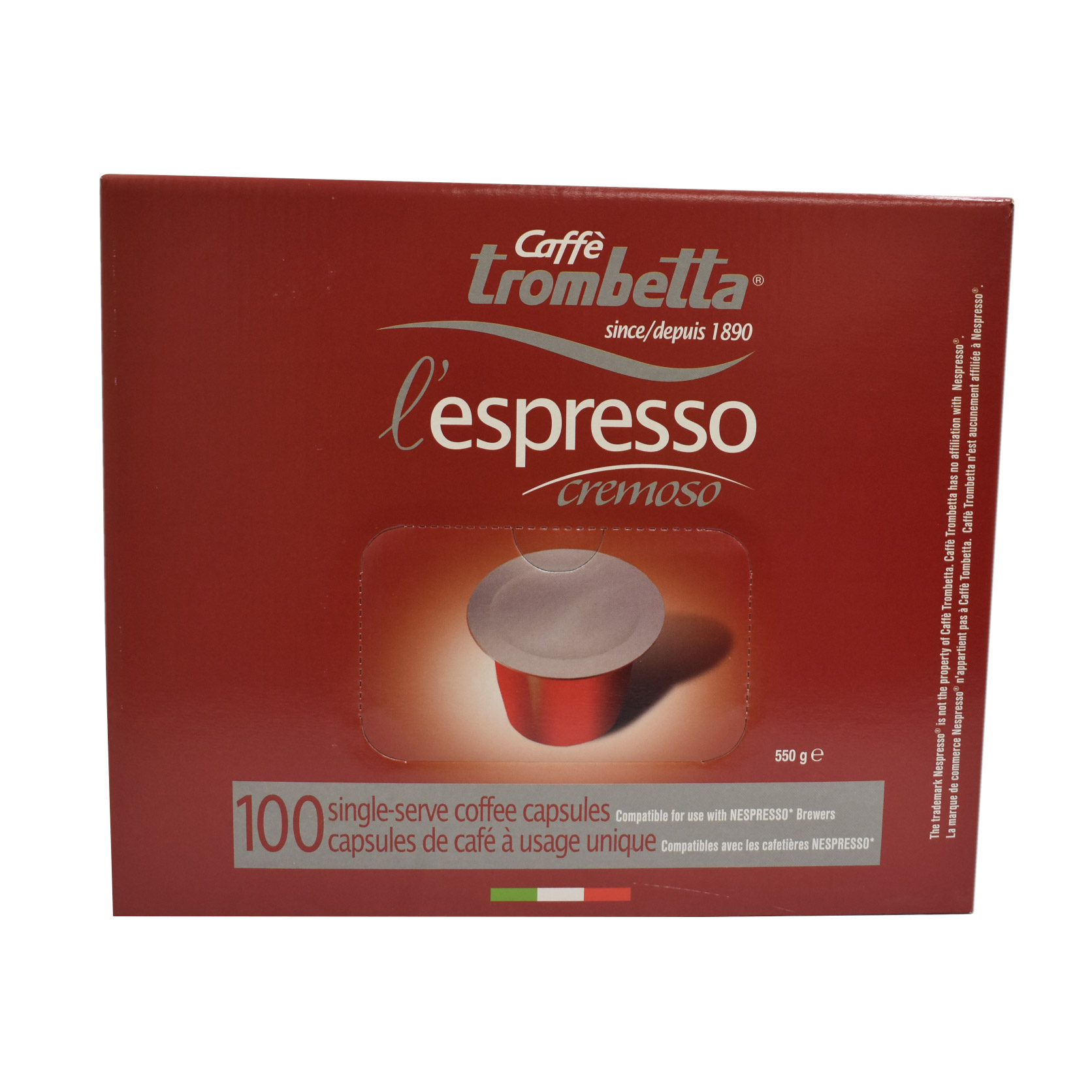 Caffè Trombetta L'Espresso Cremoso Nespresso Compatible Capsules, 100-count