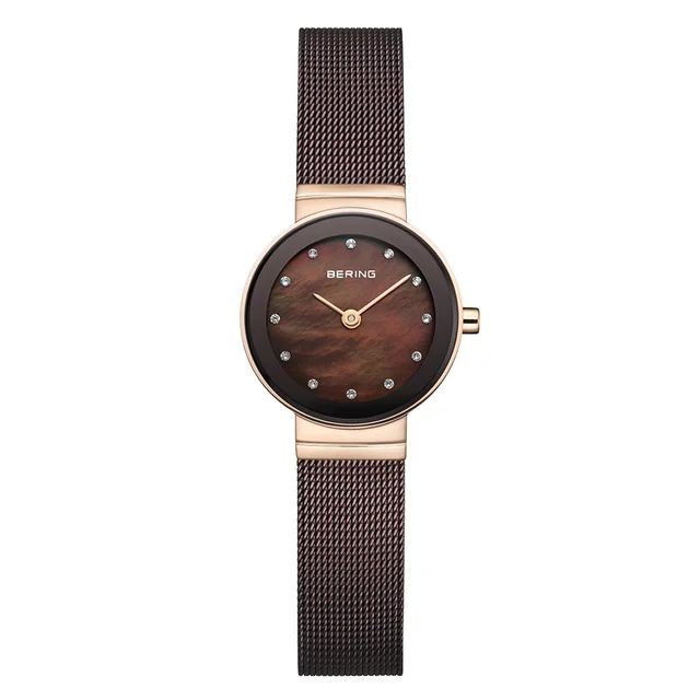 Bering Women's Classic Stainless Steel Brown Milanese Mesh Watch, 24mm