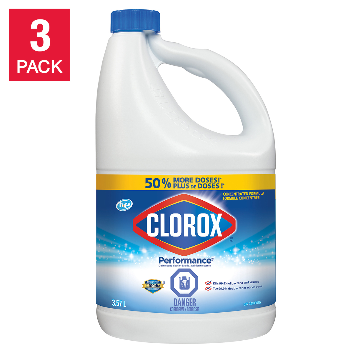 Clorox Performance Disinfecting Bleach, 3.57L, 3-pack