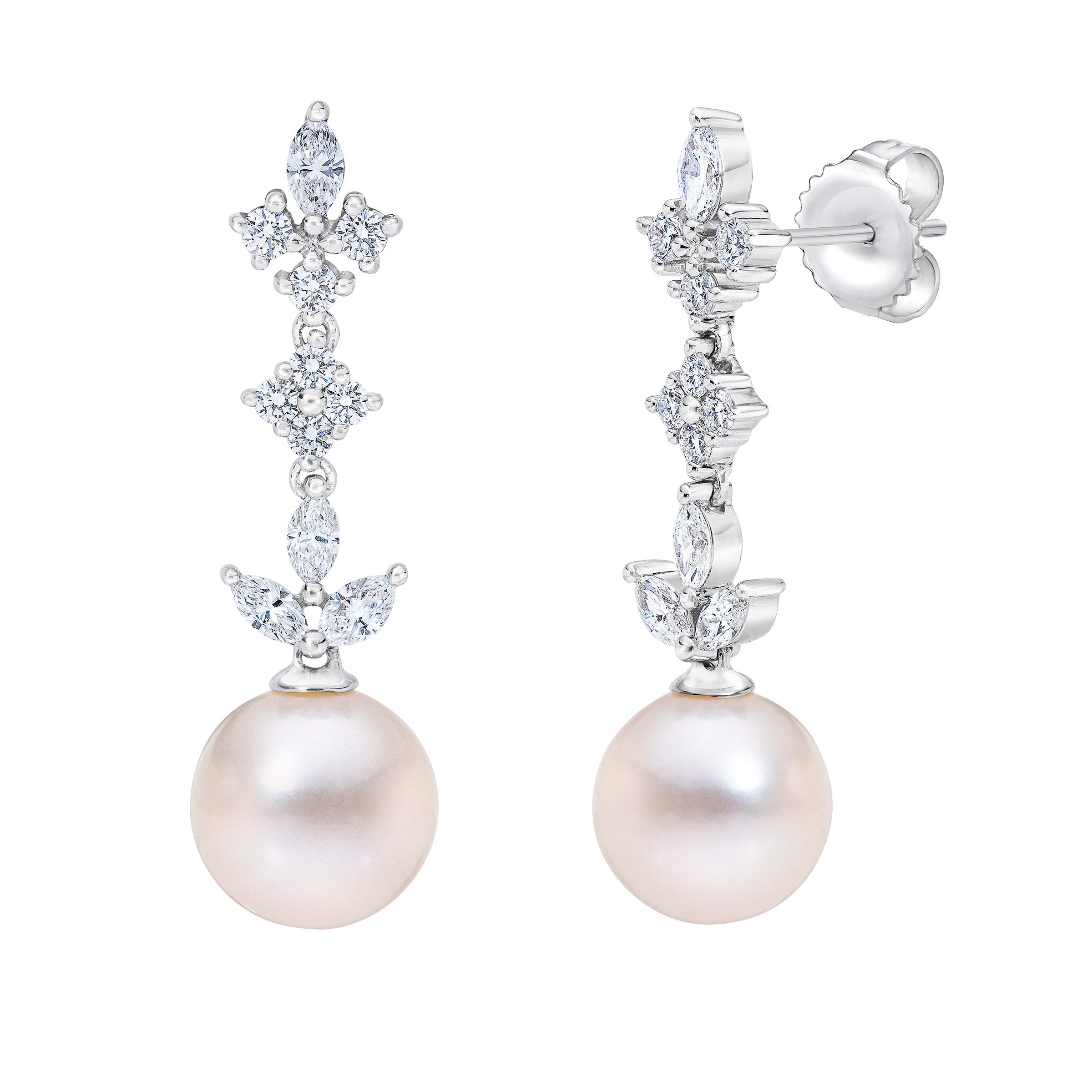 Freshwater Cultured 9-10mm Pearl & Diamond 14kt White Gold