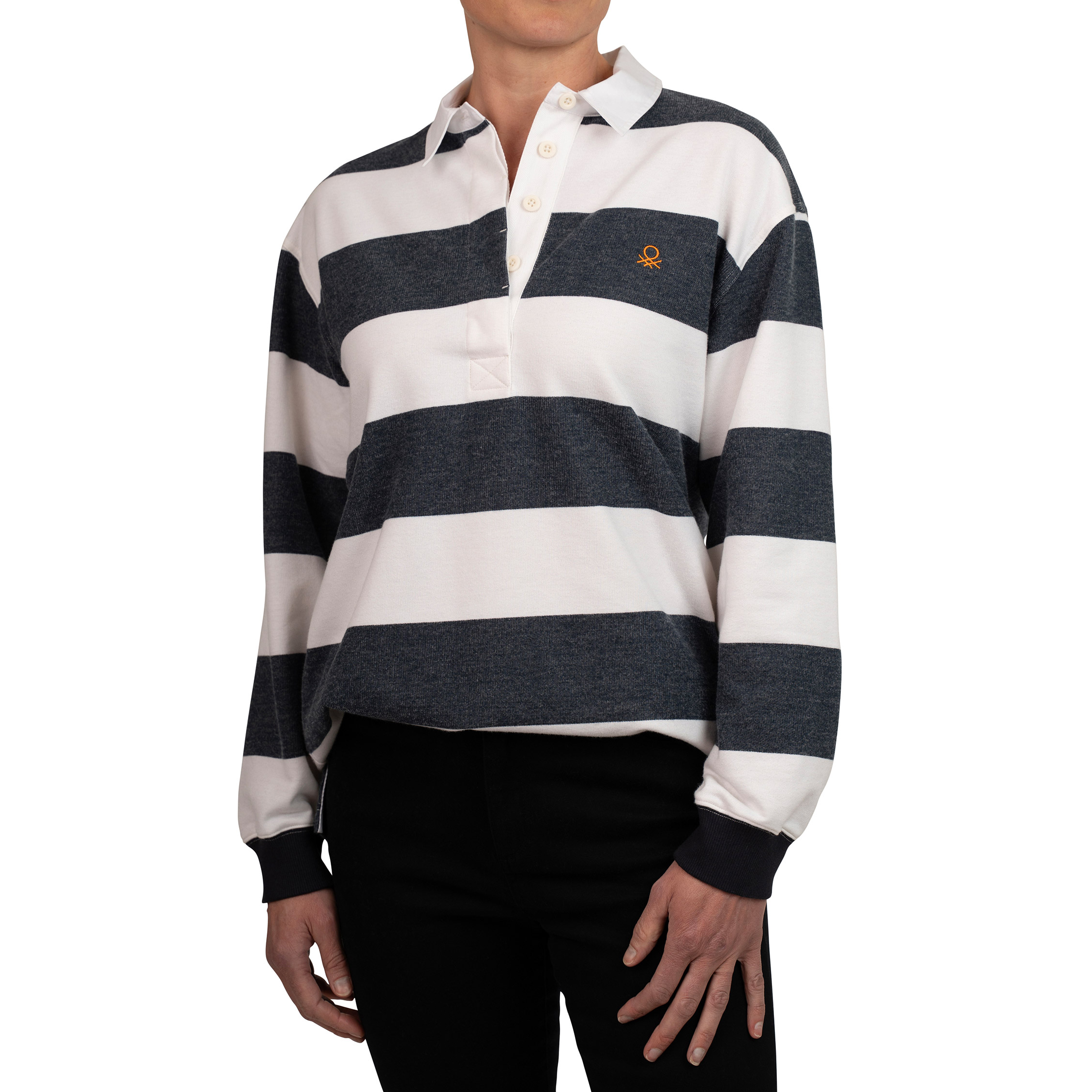 United Colors of Benetton Women’s Long Sleeve Rugby Stripe Polo