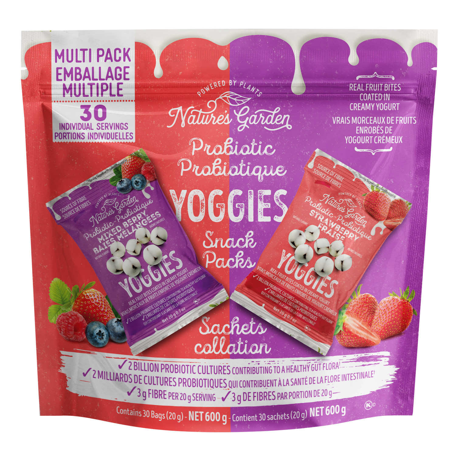 Nature's Garden Probiotic Yoggies, Variety Pack, 30 × 20 g