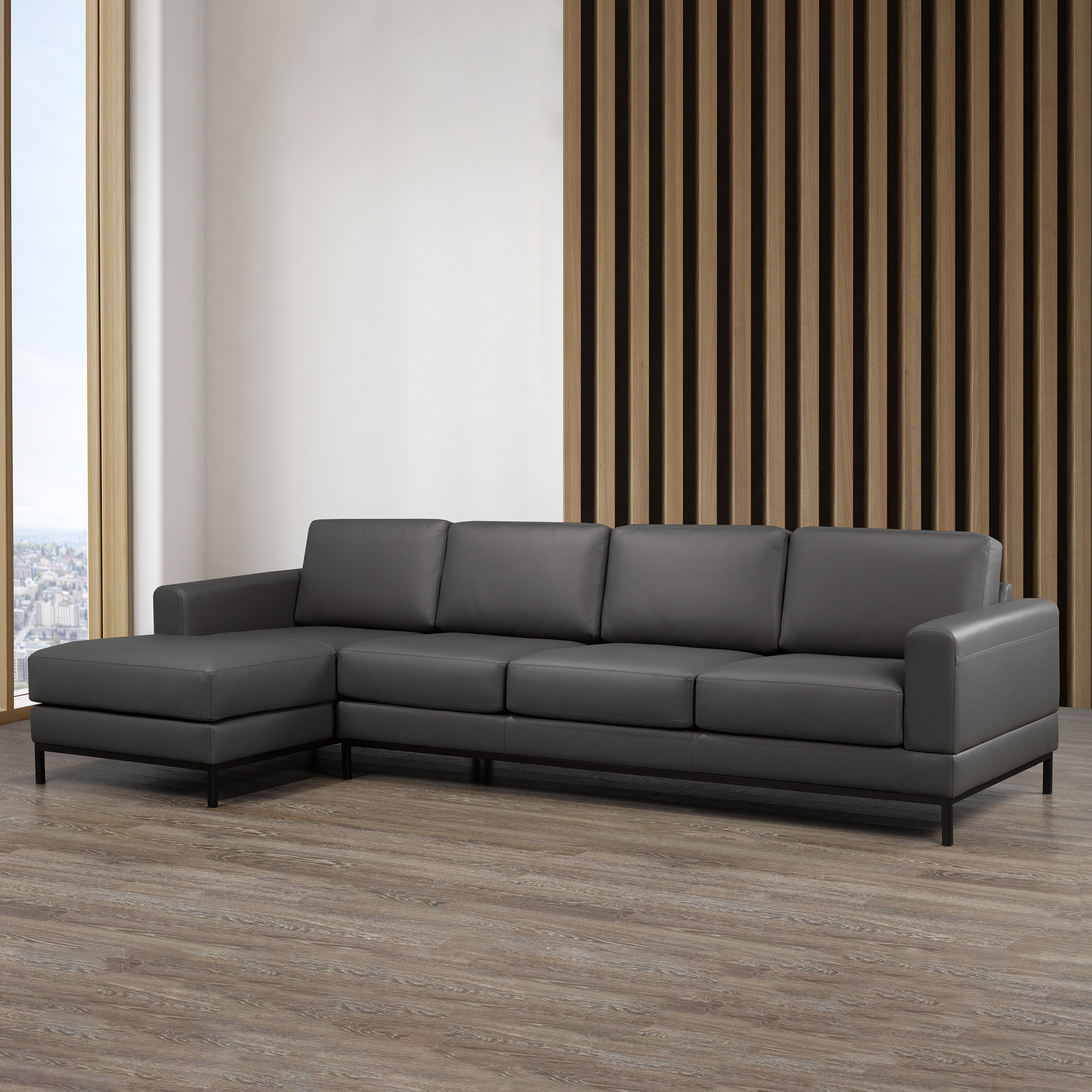 Galleria 2-piece Top Grain Leather Left-hand Facing Extended Sectional