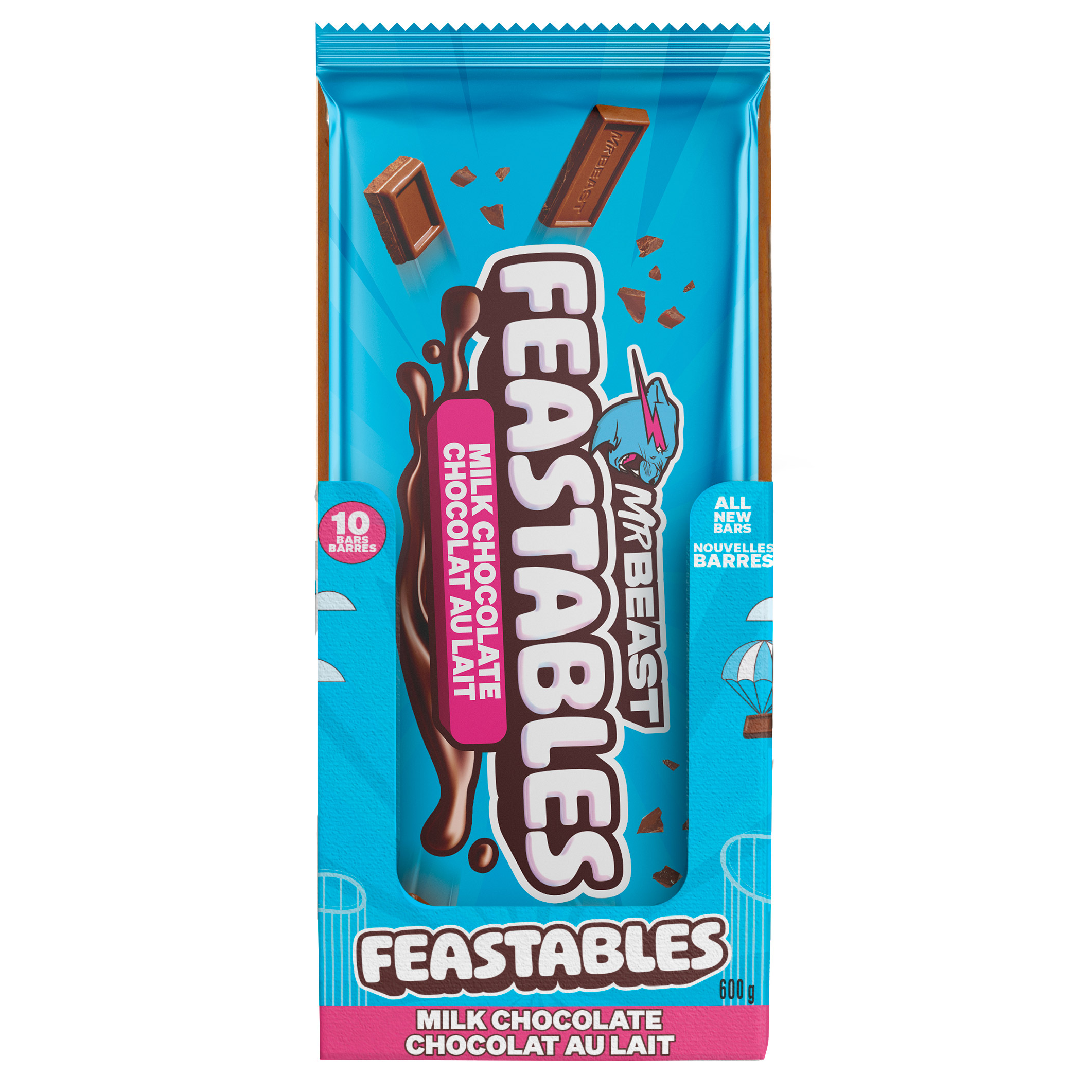 Mr.Beast Feastables Milk Chocolate, 10 × 60 g